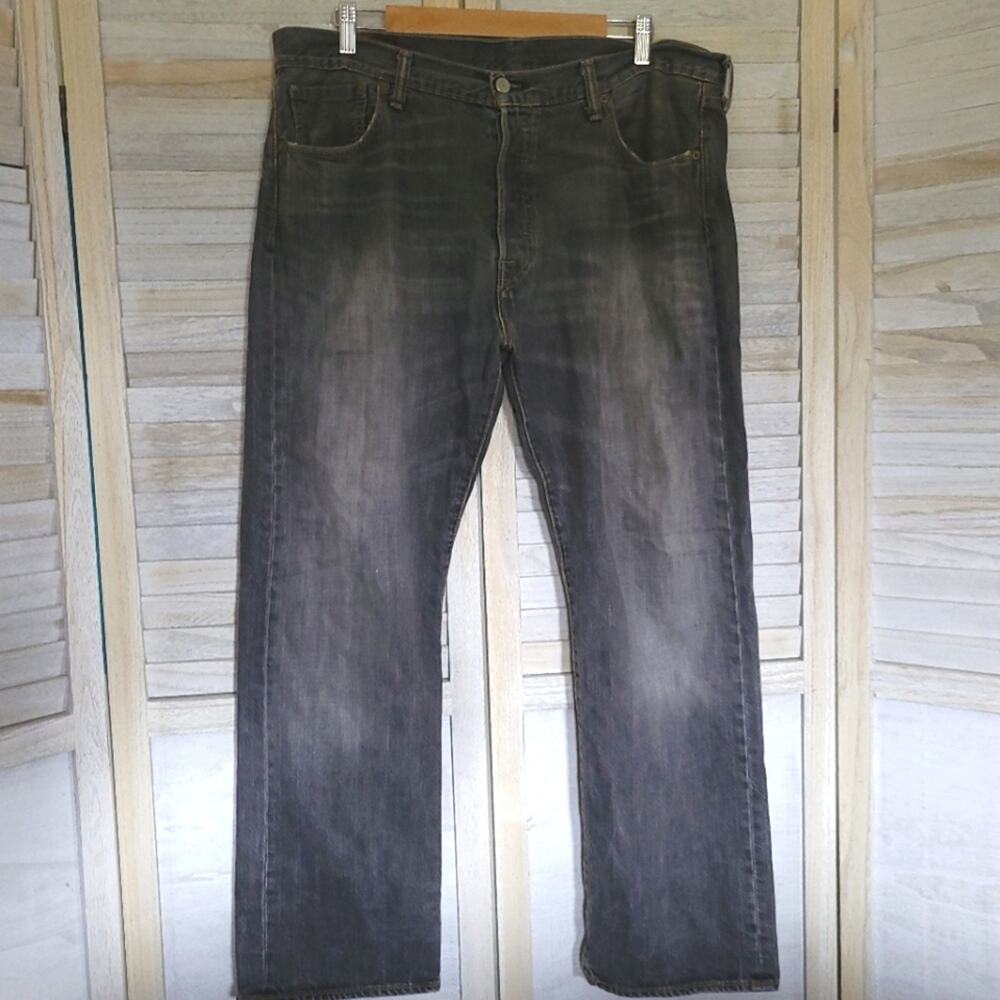 💛3/$15 Levi's Button Fly Relaxed Straight Leg Mens Gray Jeans Size 36 36x29